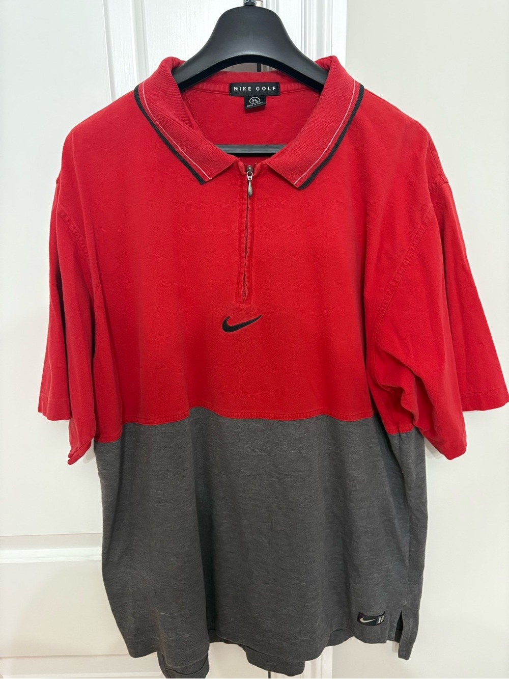 Nike Two-Tone Red and Gray Half-Zip Polo